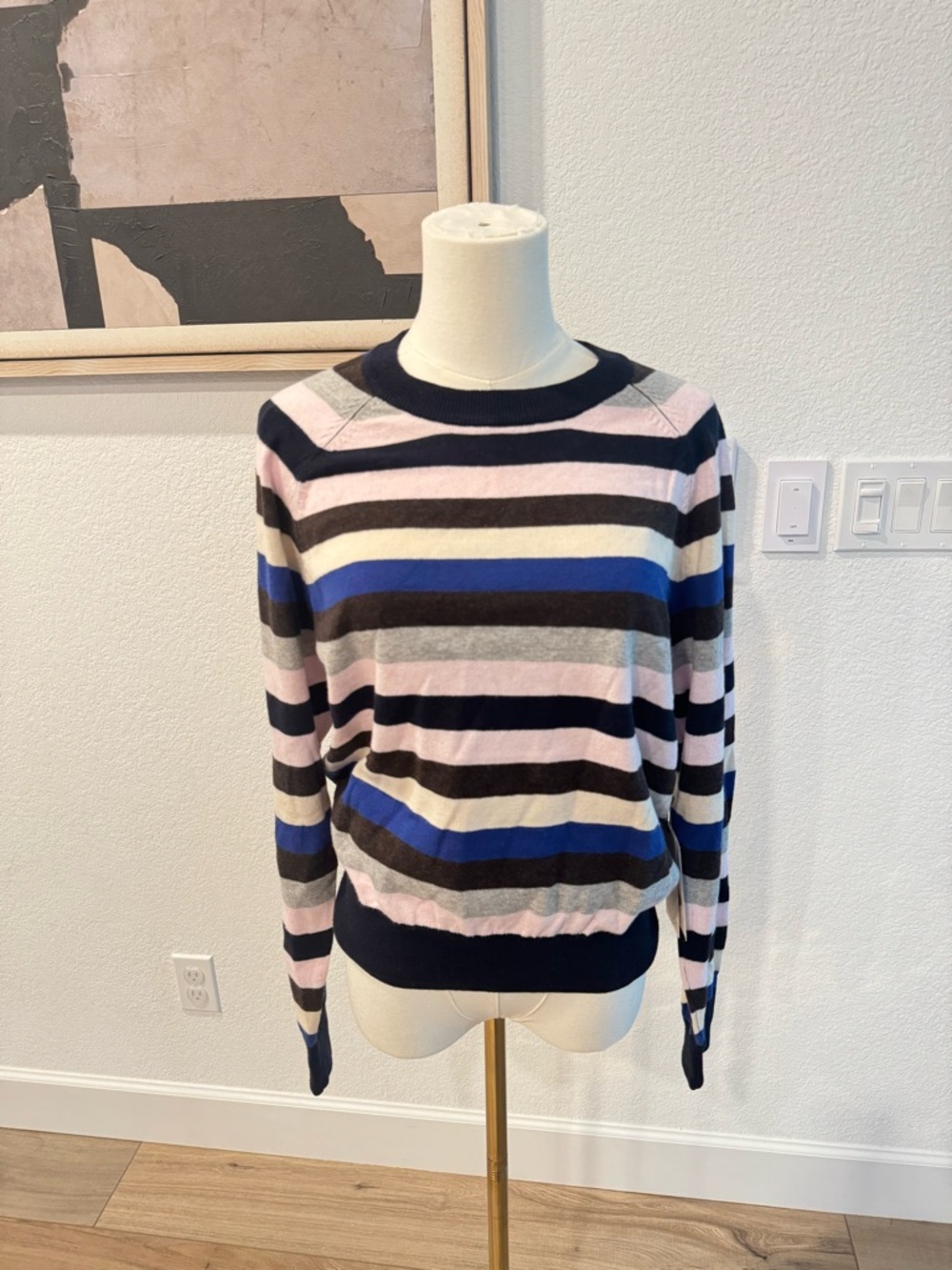 Nation Los Angeles LTD Yanni Blue Striped Cotton Pullover Sweater XS NWT
